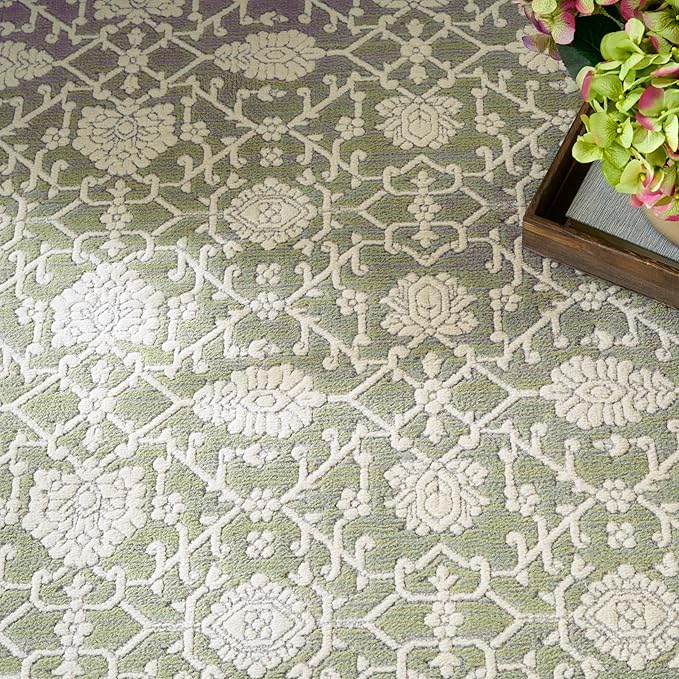 Nourison Home Grace Sage 5'3" x 7'3" Area Rug - Easy Clean, Non Shedding, Bed Room, Living Room, Dining Room, Kitchen (5' x 7')