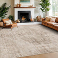 Farmhouse Area Rugs for Living Room - 7x10 Washable Modern Abstract Rug for Bedroom, Dining Room Under Table, Home Office, Soft Washable & Stain Resistance (Beige & Peach)