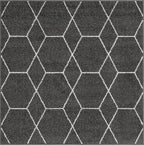 Unique Loom Trellis Frieze Collection Area Rug - Geometric (4' Square, Dark Gray/ Ivory)