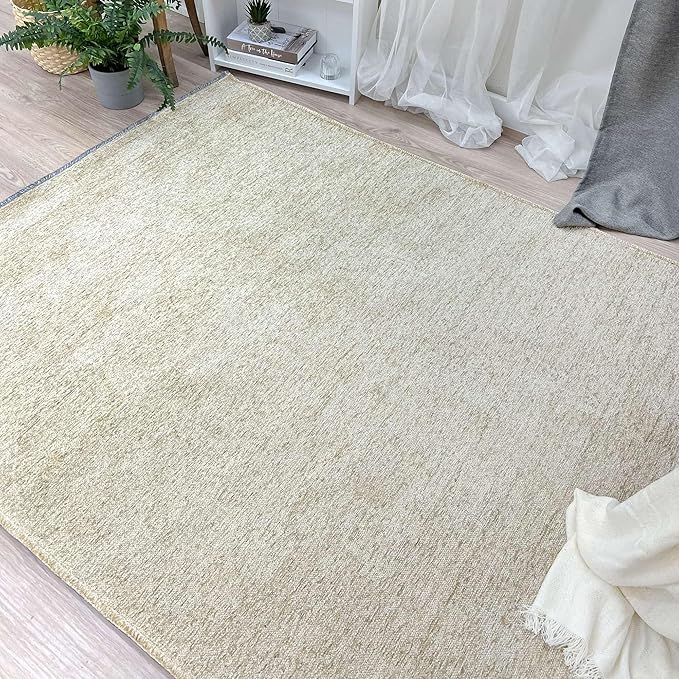 Alfa Rich 3x10 Sand Beige Washable Area Rugs for Living Room Hallway Kitchen Cotton Runner Decor Rug