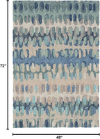 Dash and Albert Paint Chip Wool Area Rug - 4' x 6' Blue Graphic Hand Micro Hooked Accent Rug - Durable, High Traffic Areas Hallway, Living Room, Stairs