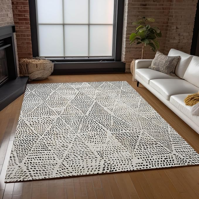 Addison Rugs Chantille ACN591 Ivory 9' x 12' Indoor Outdoor Area Rug, Easy Clean, Machine Washable, Non Shedding, Bedroom, Living Room, Dining Room, Kitchen, Patio Rug
