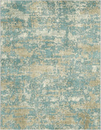 WITSHOCK Living Room Area Rugs 7x9：Modern Abstract Machine Washable Large Rug for Bedroom Dining Room Non-Slip Stain Resistant Home Office Decor,Teal Brown