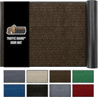 GORILLA GRIP Waterproof Traffic Guard Door Mat, 59x24, Heavy Duty Entryway Mats, Strong Rubber Back Commercial Utility Rugs for Office Hallway, Garage Floor and Home, Low Profile Carpet Runner, Brown