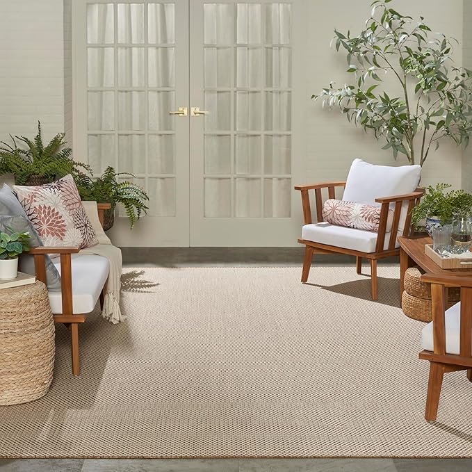 Nourison Home Courtyard Jute Ivory 9' x 12' Area Rug - Easy Clean, Non Shedding, Bed Room, Living Room, Dining Room, Kitchen (9' x 12')
