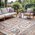 CAMILSON Indoor Outdoor Rug, Multicolor 5x7 Geometric Arch Striped Area Rugs for Patio and Home Areas, Easy-Cleaning Non-Shedding Living Room, Garden and Deck Washable Outside Carpet (5 x 7)