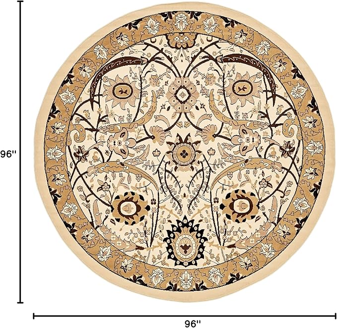 Unique Loom Espahan Collection Area Rug - Cape Cod (8'Round, Ivory/ Beige)