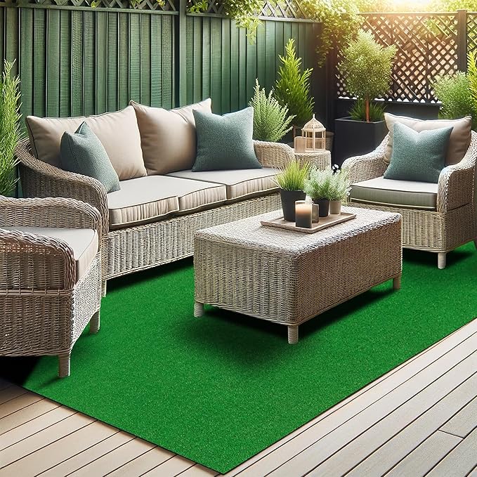 Ottomanson Artificial Grass Turf 6'6" x 26' Indoor Outdoor Faux Grass Rug with Drainage Holes, Customizable with Extra Long Size Options, Perfect for Patio Lawn Balcony Weddings Photoshoot Backdrop