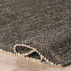 nuLOOM 3x5 Elfriede Jute & Cotton Hand Woven Area Rug, Charcoal, Solid Rustic Farmhouse Style, Weaved Design, Natural Fiber, For Bedroom, Living Room, Dining Room, Hallway, Office, Entryway
