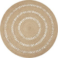 REDEARTH · Round Area Rug - 6 Feet Braided Scalloped Earthy Trails Jute Rug- Artisan Made Boho Jute Patterned Rugs for Bedroom, Kitchen, Living Room, Farmhouse, Aesthetic, Handmade Vintage Décor