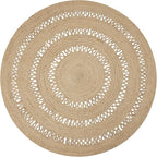 REDEARTH · Round Area Rug - 6 Feet Braided Scalloped Earthy Trails Jute Rug- Artisan Made Boho Jute Patterned Rugs for Bedroom, Kitchen, Living Room, Farmhouse, Aesthetic, Handmade Vintage Décor