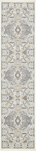 Unique Loom Narenj Collection Classic Traditional Medallion Textured Design Area Rug, 3 x 13 ft, Ivory/Tan