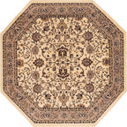 Unique Loom Sialk Hill Collection Area Rug - Washington (7' 10" Octagon Ivory/Black)