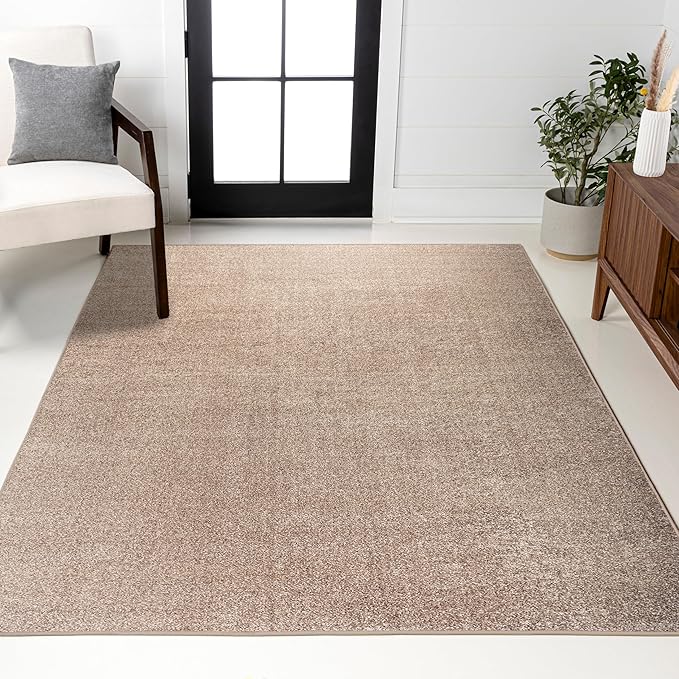 JONATHAN Y Haze Solid Low-Pile Beige Indoor Area Rug 4x6, Coastal,Bohemian,Minimalist,Classic, Easy-Cleaning for Living Room,Bedroom,Kitchen,Pet Friendly,Non-Shedding (SEU100G-4)