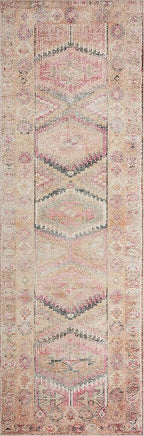 Loloi Layla Collection LAY-17 Pink/Lagoon 2'-3" x 3'-9" .13" Thick Accent Rug, Soft, Durable, Vintage Inspired, Distressed, Low Pile, Non-Shedding, Easy Clean, Printed, Living Room Rug