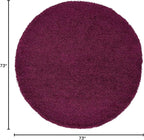 Unique Loom Solid Shag Collection Area Rug (6' 1" Round, Eggplant Purple)
