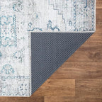Bloom Rugs Washable Non-Slip 9' x 12' Rug - Teal/Beige Traditional Area Rug for Living Room, Bedroom, Dining Room, and Kitchen - Exact Size: 9' x 12'