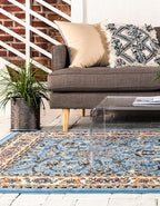 Rugs.com Yasmin Collection Rug – 8' x 10' Light Blue Medium Rug Perfect for Living Rooms, Large Dining Rooms, Open Floorplans