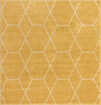 Unique Loom Trellis Frieze Collection Area Rug - Geometric (4' Square, Yellow/ Ivory)