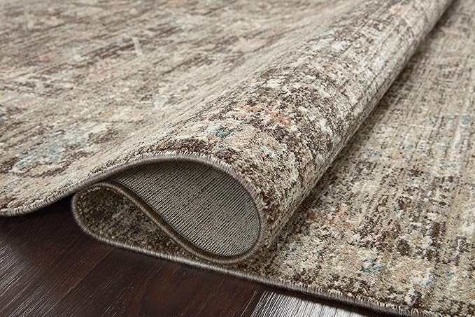Loloi Magnolia Home by Joanna Gaines Millie Collection MIE-03 Charcoal/Dove 5'-3" x 5'-3", .25" Pile Height, Round Area Rug