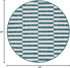 Unique Loom Outdoor Striped Collection Area Rug - Striped (4' 1" Round, Teal/Ivory)