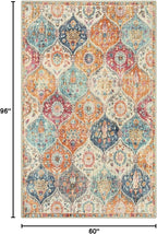 Lahome Moroccan 5x8 Area Rug, Ultra-Thin Washable Rugs for Living Room Bedroom, Soft Large Oriental Non-Slip Non Shedding Throw Large Carpet for Dining Room Office, Cream/Multi