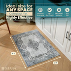Istana 2x3 Area Rug - Blue Boho Rugs for Living Room 2x3 - Foldable Small Rugs for Bedroom - Stain Resistant Washable Rug Non Slip - Eco-Friendly Area Rugs Indoor