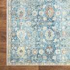 Bloom Rugs Caria Washable Non-Slip 8x10 Rug - Blue/Beige Traditional Area Rug for Living Room, Bedroom, Dining Room, and Kitchen - Exact Size: 7'8" x 10'