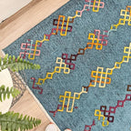 Alfa Rich 4x6 Moroccan Blue Washable Area Rugs for Living Room Bedroom Kitchen Decor Cotton Rug