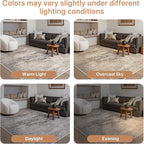 GENIMO Washable 8x10 Area Rugs for Living Room, Non Slip Modern Abstract Rug, Machine Washable Stain Resistant Low Pile Soft Carpet for Bedroom, Dining, Office,Grey Beige