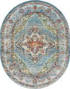 Unique Loom Isabella Collection Area Rug - Rossellini (7' 10" x 10' Oval, Blue/ Beige)