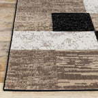Superior Indoor Area Rug, Jute Backed, Modern Geometric Patchwork Floor Decor for Bedroom, Office, Living Room, Entryway, Kitchen, Hardwood Floors, Rockwood Collection, 9' x 12', Ivory-Beige