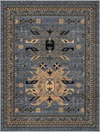 Unique Loom Taftan Collection Border Geometric Tribal Inspired Design Area Rug (8' 0 x 10' 0 Rectangular, Gray/ Black)