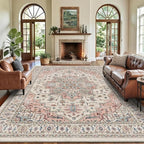 8x10 Area Rugs for Living Room Ultra-Soft Washable Rug Vintage Distressed Boho Area Rug, Non-Slip Low Pile Stain Resistant Carpet for Bedroom Dining Room Kitchen Office