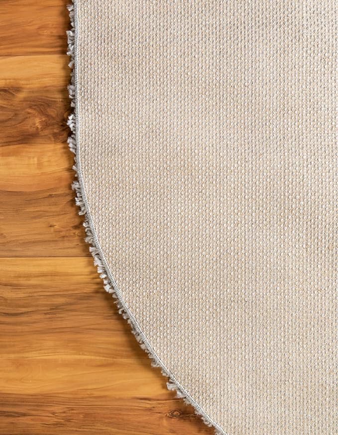 Unique Loom Davos Shag Collection Area Rug - Solid (5' 3" x 8' Oval, Sterling)