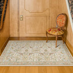 Beige Small Throw Rug for Entryway 2x4 Washable Non Slip - Soft Low Pile Boho Bathroom Rugs for Kitchen, Powder Room - Unique Farmhouse Bird & Pattern Botanical Decorative Door Mats