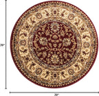 Unique Loom Voyage Collection Traditional Oriental Classic Intricate Design Area Rug (3' 3 x 3' 3 Round, Red/Gold)