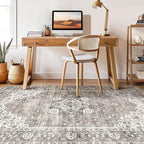 7x9 Area Rug Living Room: Washable Boho Large Neutral Vintage Soft Rugs Stain Resistant Farmhouse Non-Slip Indoor Rustic Floor Carpet for Bedroom Nursery Kids Playroom Office Dining Room- Dark Brown