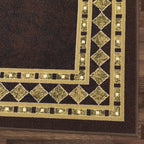 Antep Rugs Alfombras Modern Bordered 5x7 Non-Skid (Non-Slip) Low Profile Pile Rubber Backing Indoor Area Rugs (Brown Beige, 5' x 7')