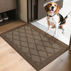 COSY HOMEER Non-Slip Door Mat 24"x36", Entryway Rugs Low Profile Absorbent Dirt Trapper Doormat for Front Entrance, Washable Polypropylene Entry Mat (Brown)