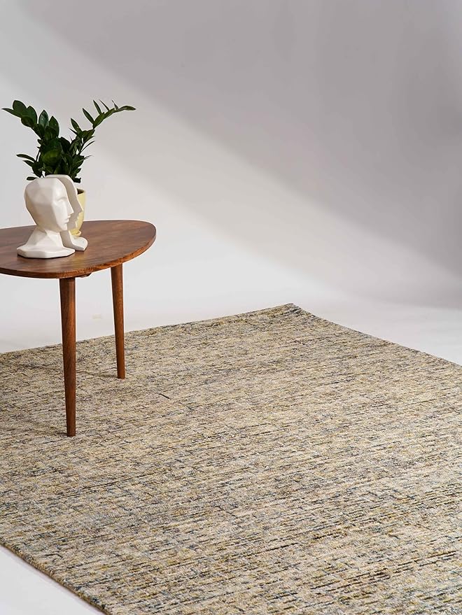 Hand Tufted Wool ECO-Friendly Area Rugs - 8'x10', Rectangle Shape, Light Green, Solid Plain Design, High Pile Thick Handmade Area Rugs for Living Room, Bed Room (KWC111)