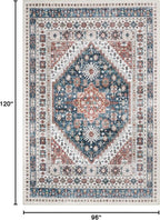 zesthome 8x10 Area Rugs for Living Room,Non-Slip Backing Washable Rugs,Vintage Large Area Rug，Stain Resistant Home Decor Rug (Navy Blue/Red,8'x10')