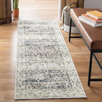 Bloom Rugs Caria Washable Non-Slip 7 ft Runner - Beige Brown/Teal Traditional Runner for Entryway, Hallway, Bathroom, and Kitchen - Exact Size: 2'6" x 7'