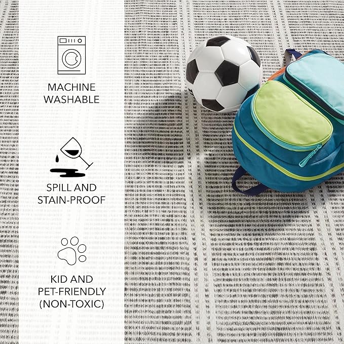 Dash and Albert Malta Grey Machine Washable Area Rug - 2.5' x 8' Runner Grey Stripe Washable Accent Rug - Durable, High Traffic Areas Kitchen, Mudroom, Hallways