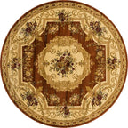 Rugs.com Chateau Collection Rug – 8 Ft Round Brick Red Medium Rug Perfect for Kitchens, Dining Rooms