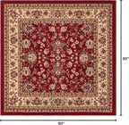 Unique Loom Sialk Hill Collection Area Rug - Washington (5' Square Burgundy/Cream)