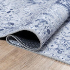 Bloom Rugs Washable Non-Slip 5' x 7' Rug - Gray/Blue Traditional Medallion Area Rug for Living Room, Bedroom, Dining Room, and Kitchen - Exact Size: 5' x 7'