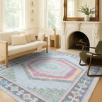 Fame Living Washable Area Rug. Modern Farmhouse. Vintage. Turkish. Bohemian. Distressed. Oriental. Traditional. Rugs for Living Room. Dining. Bedroom. Office. Entryway. Foyer. (856GP, 2'5" x 9'8")
