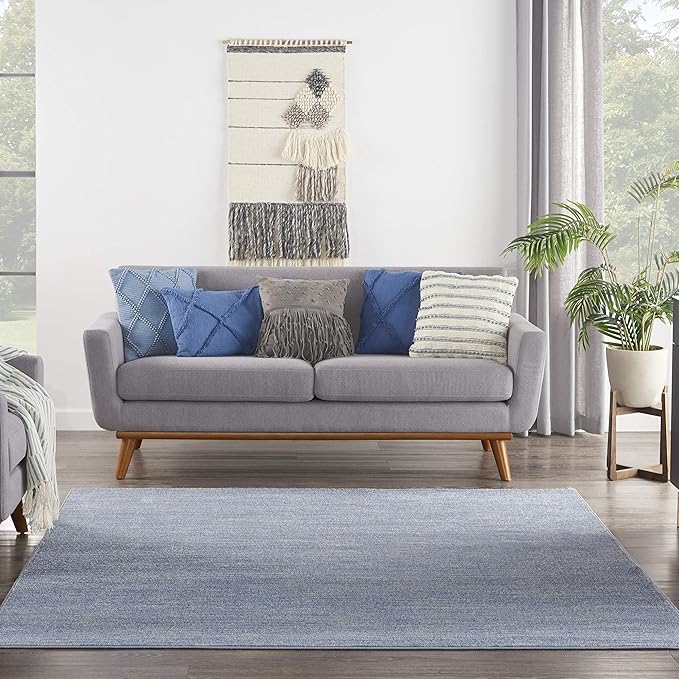 Nourison Home Nourison Essentials Blue Grey 7' x Square Area Rug - Easy Clean, Non Shedding, Bed Room, Living Room, Dining Room, Kitchen (7' x Square)