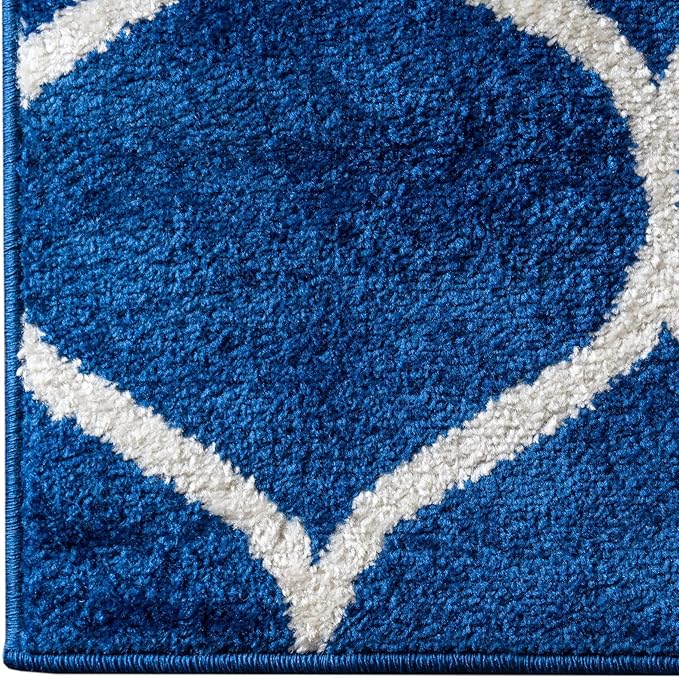 Rugs.com Lattice Frieze Collection Rug – 6' Square Navy Blue Medium Rug Perfect for Living Rooms, Kitchens, Entryways